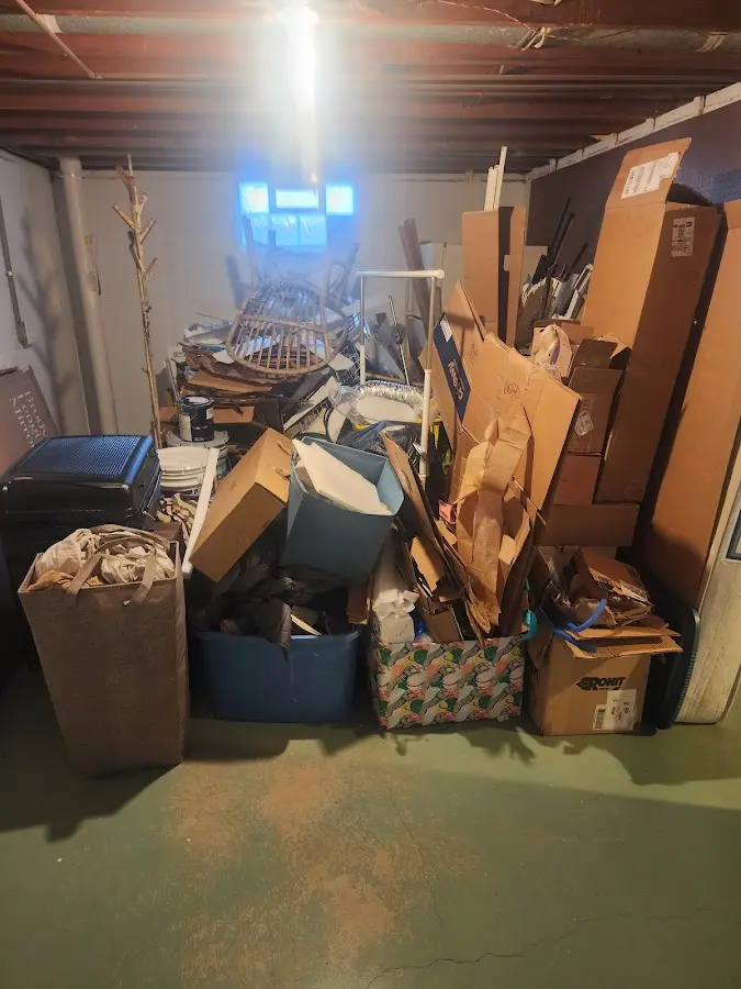 Roll-off dumpster container at job site for Cleanout Dumpster Rental in Geneva